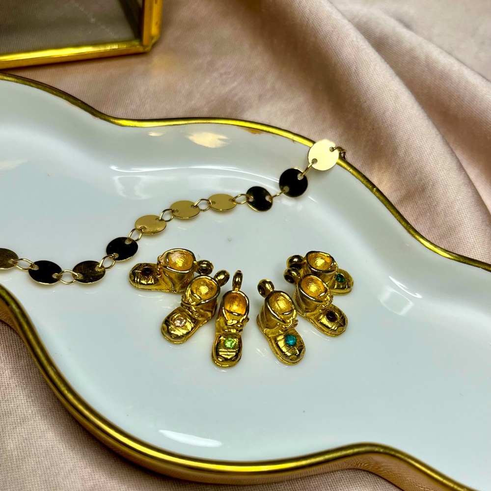 Vintage Baby Bootie Birthstone Charms